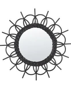 Lustro ścienne TELAKIA 60 cm 60 cm Rattan Czarny