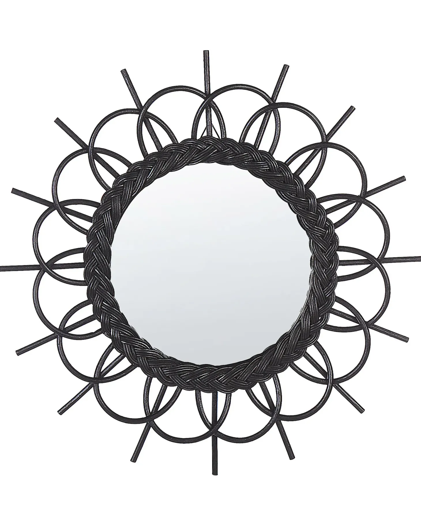 Lustro ścienne TELAKIA 60 cm 60 cm Rattan Czarny