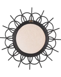 Lustro ścienne TELAKIA 60 cm 60 cm Rattan Czarny