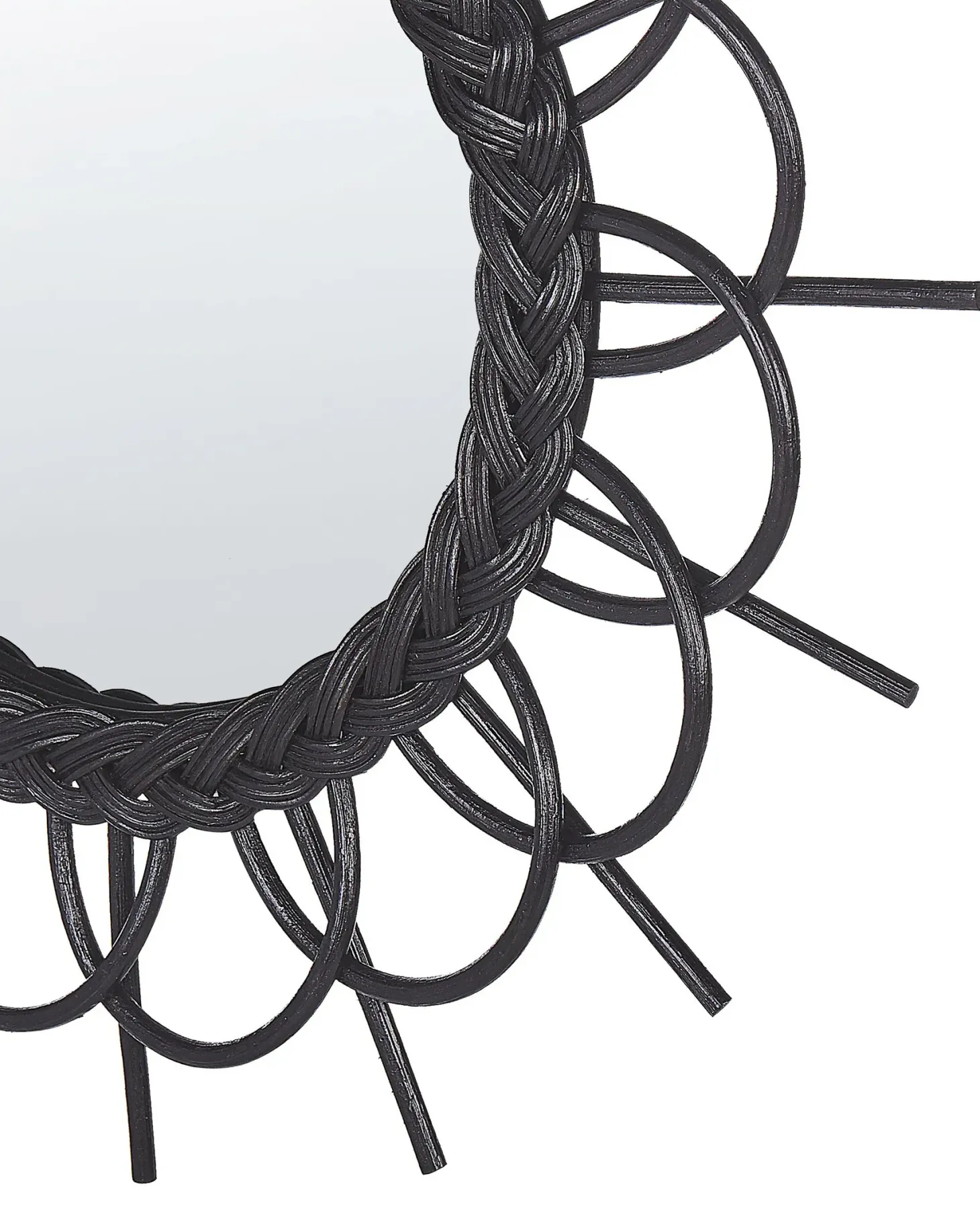 Lustro ścienne TELAKIA 60 cm 60 cm Rattan Czarny