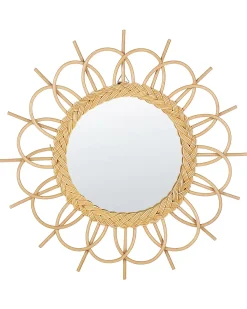 Lustro ścienne TELAKIA 60 cm 60 cm Rattan Naturalny