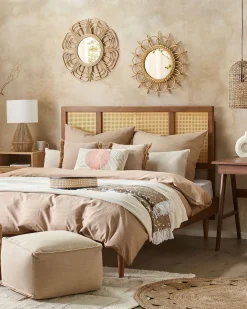 Lustro ścienne TELAKIA 60 cm 60 cm Rattan Naturalny
