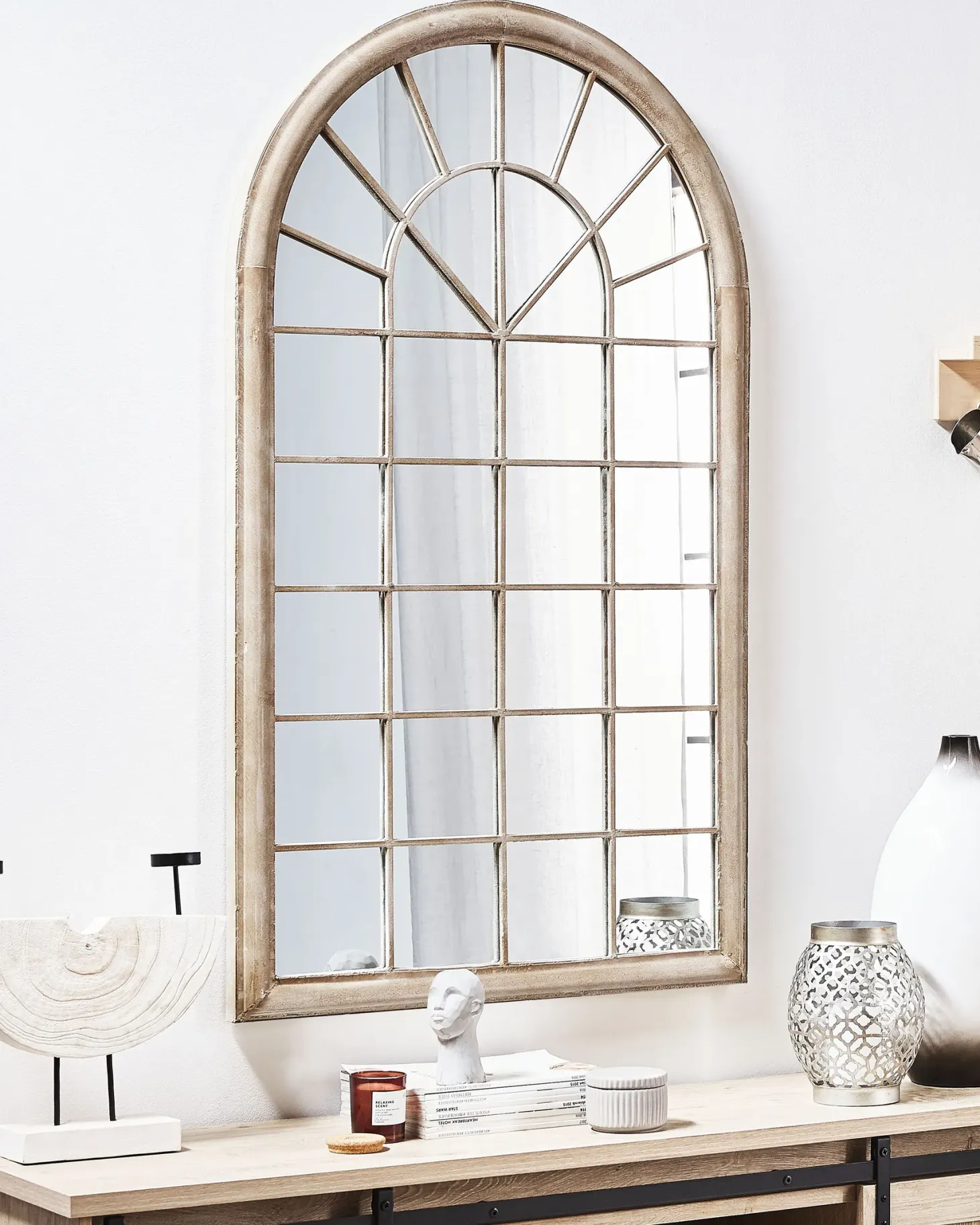 Lustro ścienne TREVOL 77 cm 130 cm Metal Beżowy