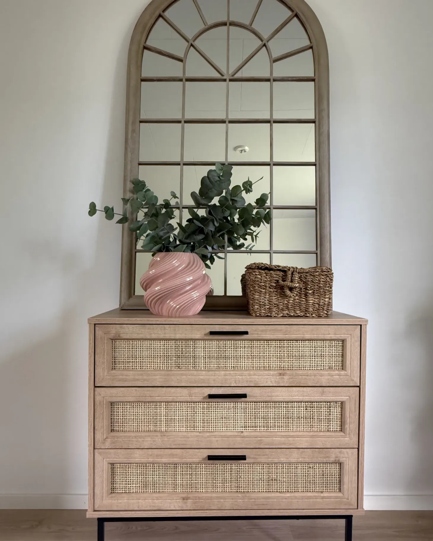 Lustro ścienne TREVOL 77 cm 130 cm Metal Beżowy