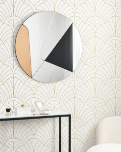 Lustro ścienne TROUVILLE 80 cm 80 cm Czarny/ złoty
