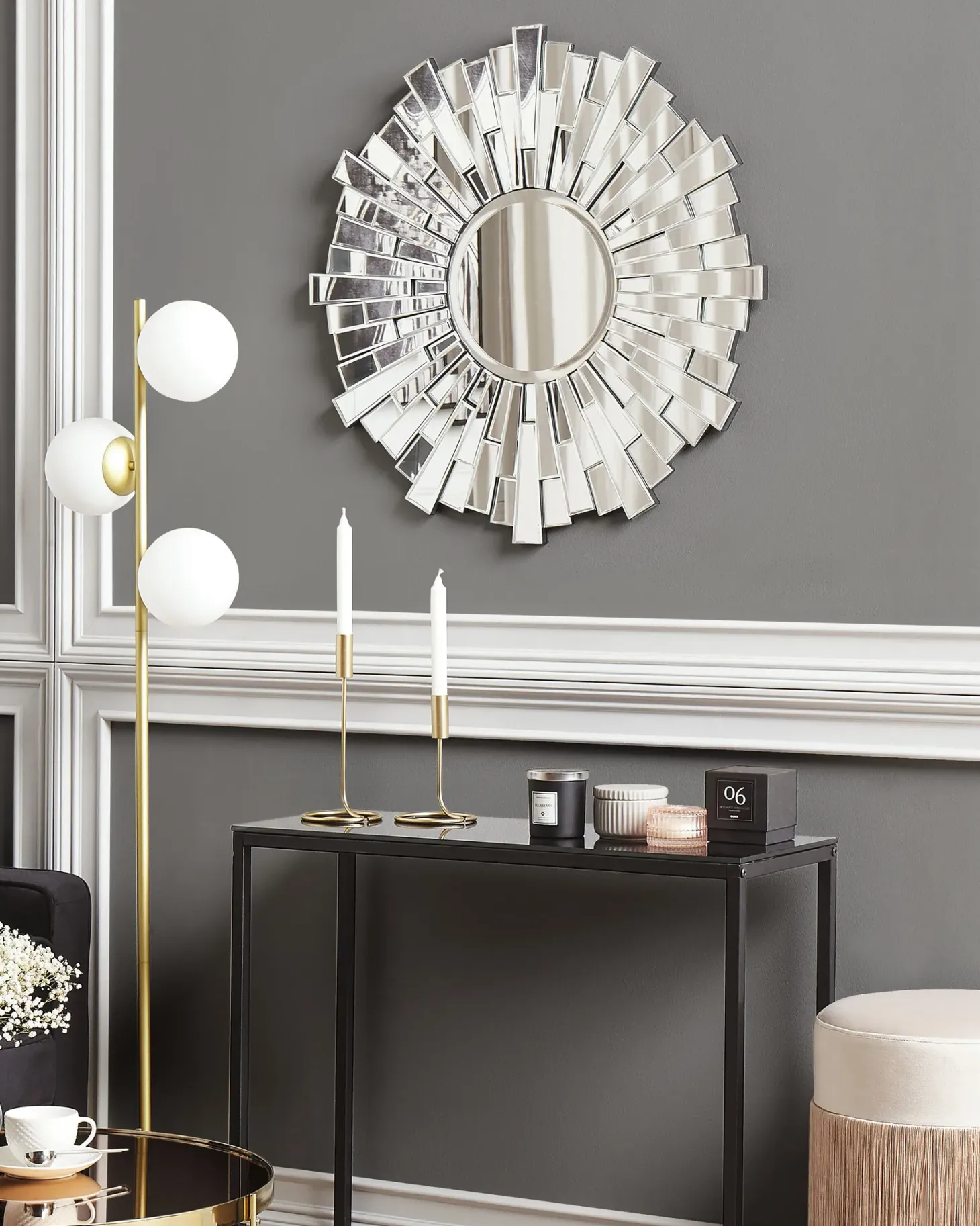 Lustro ścienne VIRE 70 cm 70 cm Srebrny