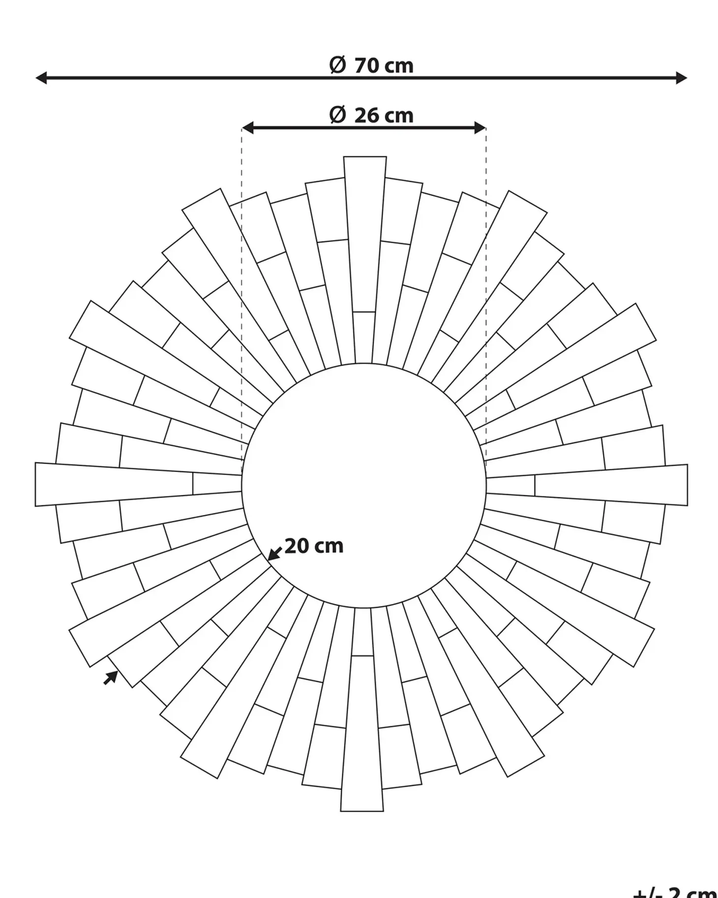 Lustro ścienne VIRE 70 cm 70 cm Srebrny