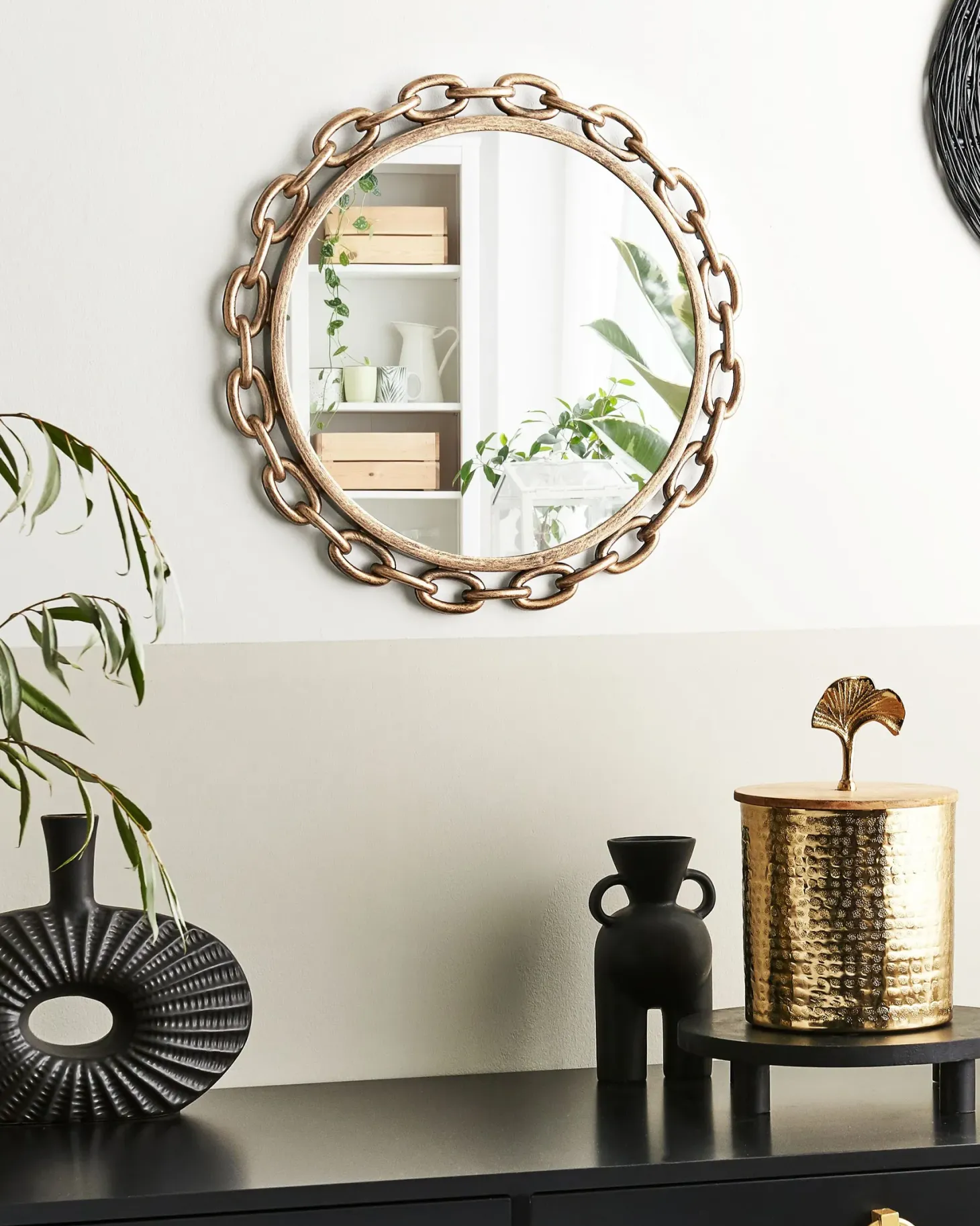 Lustro ścienne YEBRA 46 cm 46 cm Złoty