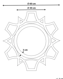 Lustro ścienne ZAPOPAN 60 cm 60 cm Jodła jasna
