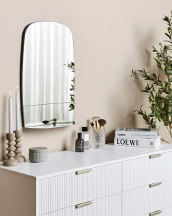 Lustro ścienne z półką BRANNAY 40 cm 60 cm Srebrny