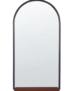 Lustro ścienne z półką DOMME 40 cm 67 cm Metal Czarny