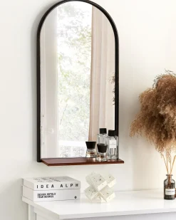 Lustro ścienne z półką DOMME 40 cm 67 cm Metal Czarny