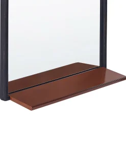 Lustro ścienne z półką DOMME 40 cm 67 cm Metal Czarny