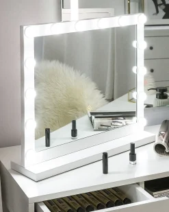 Lustro do makijażu stojące LED BEAUVOIR Biały