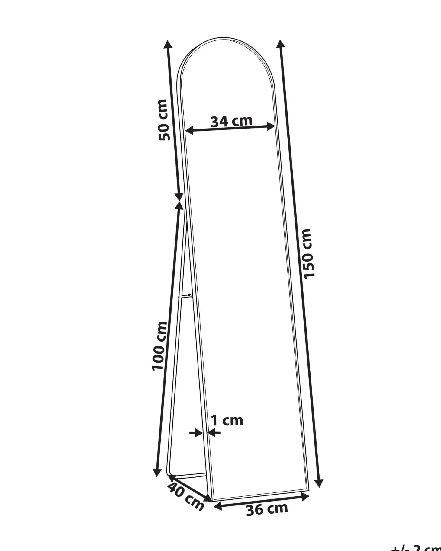 Lustro stojące BAGNOLET 150 cm Metal Złoty