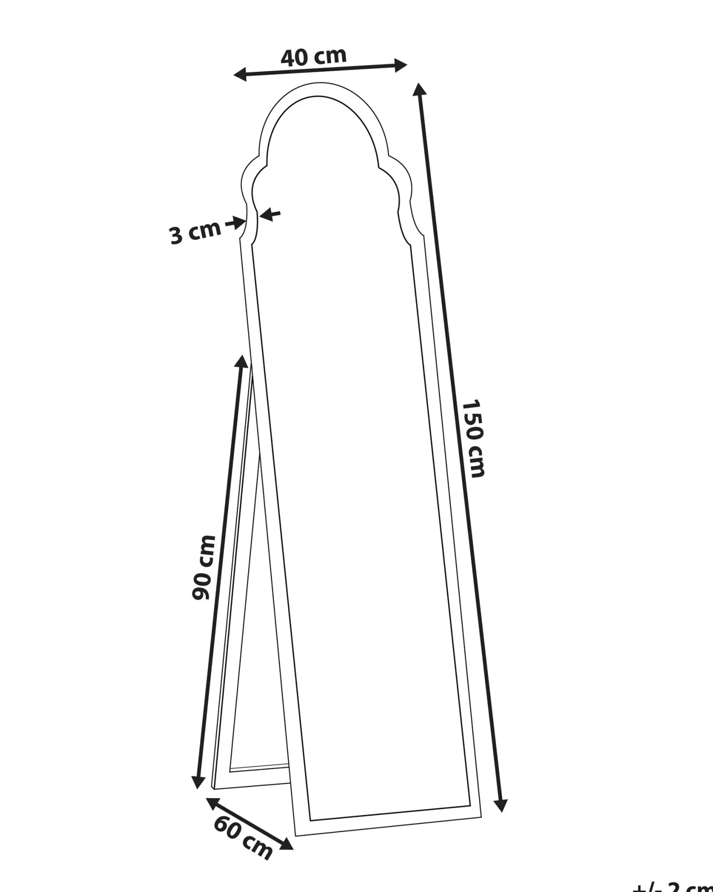 Lustro stojące CHATILLON 150 cm Srebrny