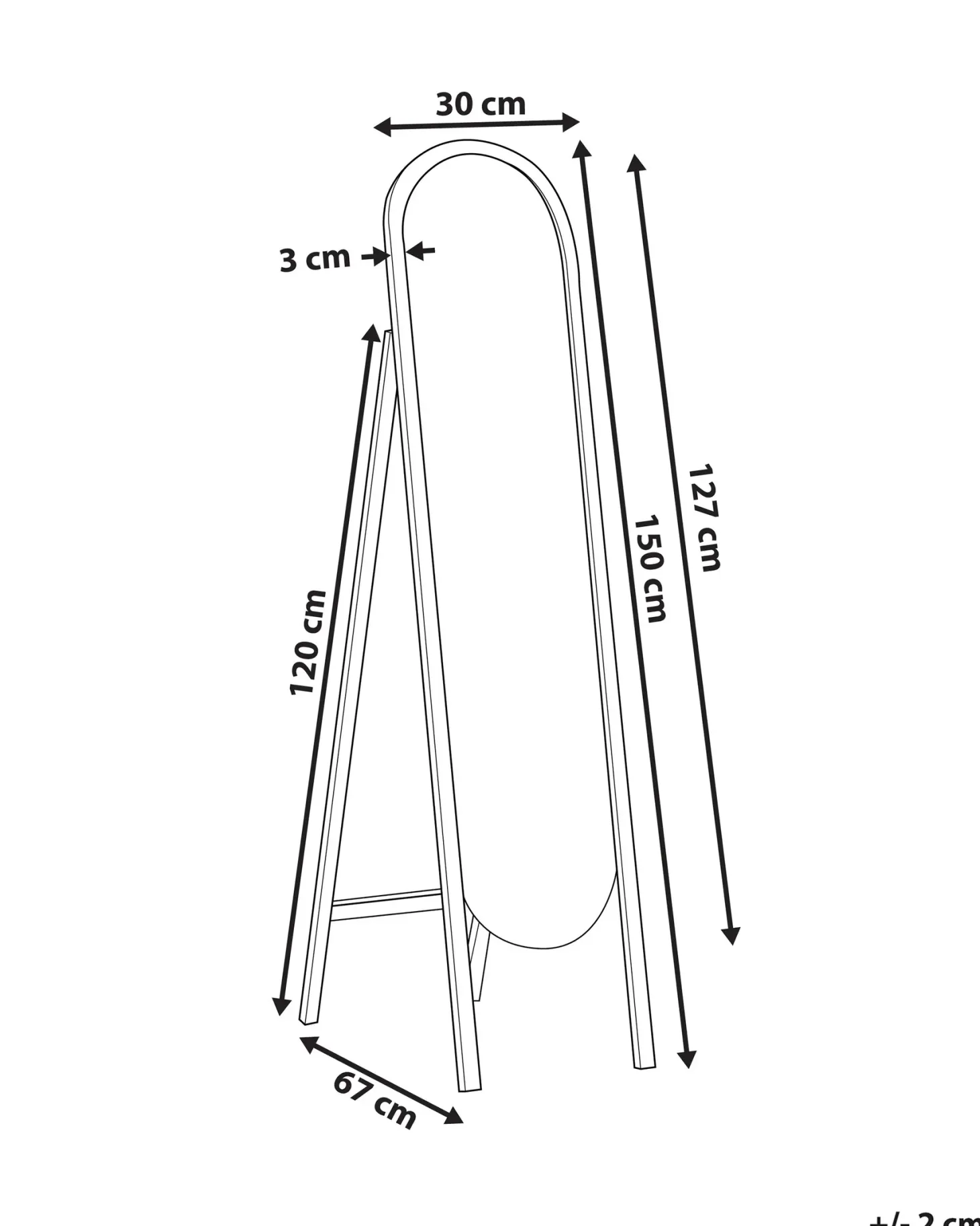 Lustro stojące CHELLES 150 cm Drewno paulownia Ciemnobrązowy