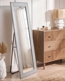 Lustro stojące LOCRONAN 150 cm Ekoskóra Jasnoszary
