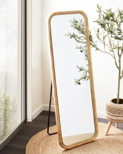 Lustro stojące MALANGE 150 cm Rattan Naturalny