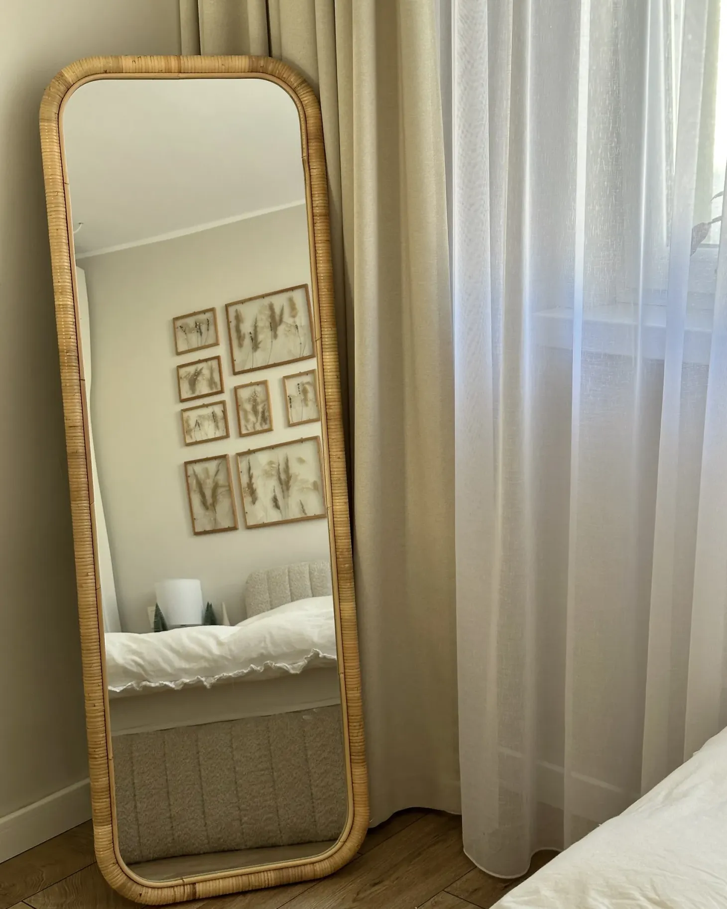 Lustro stojące MALANGE 150 cm Rattan Naturalny