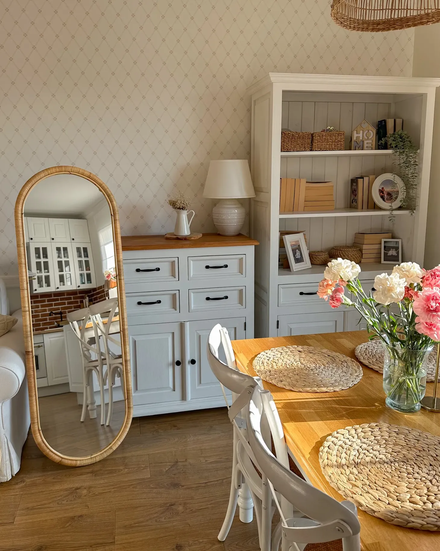 Lustro stojące MONTOT 150 cm Rattan Naturalny