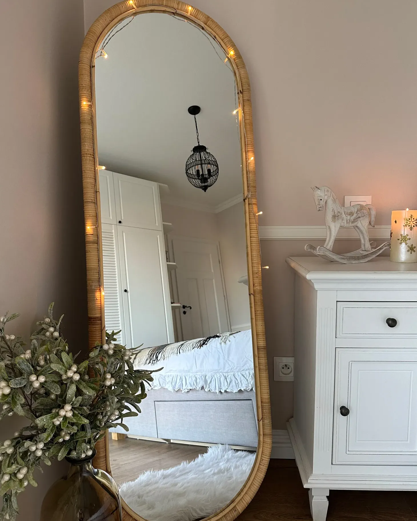 Lustro stojące MONTOT 150 cm Rattan Naturalny