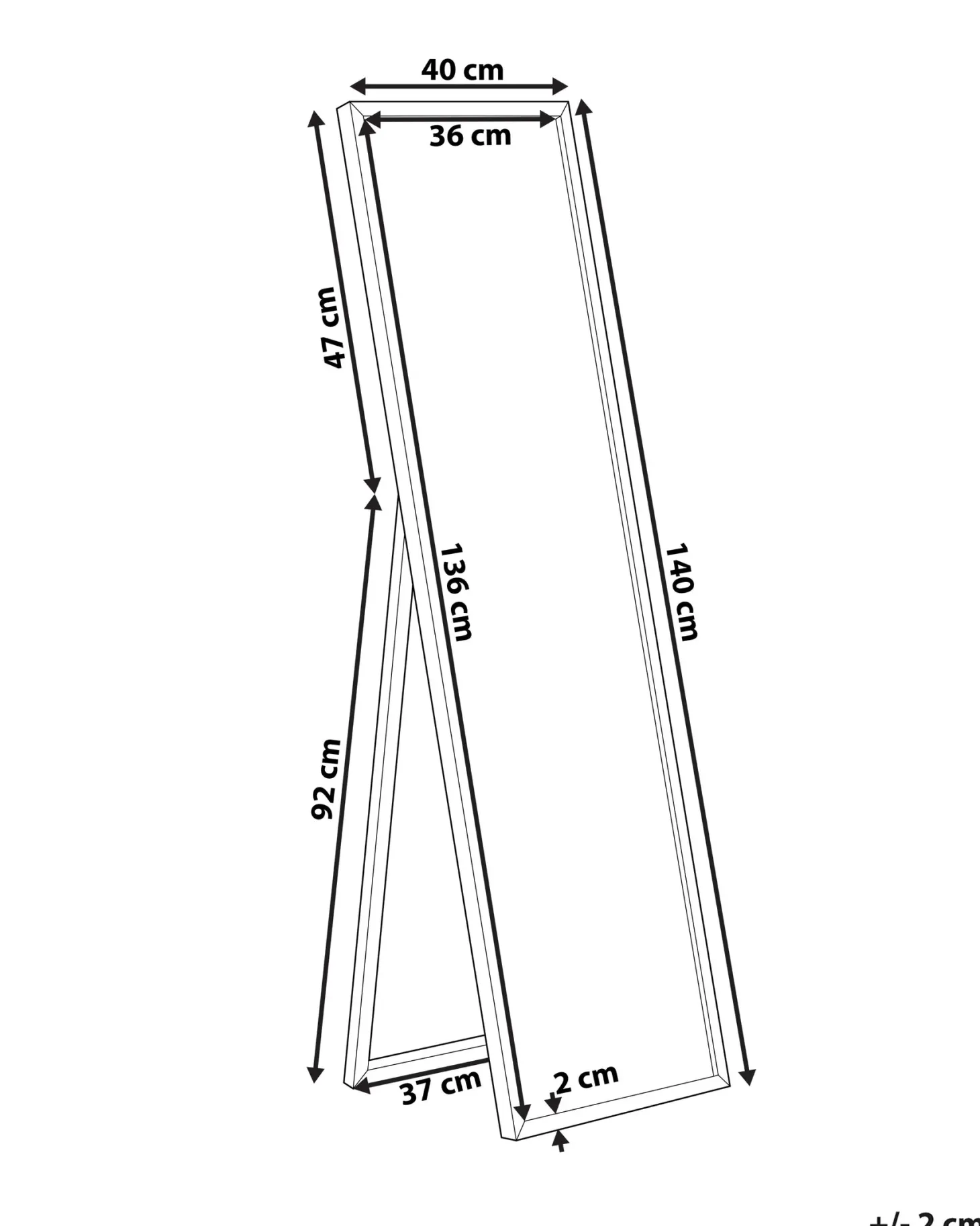 Lustro stojące TORCY 140 cm Biały