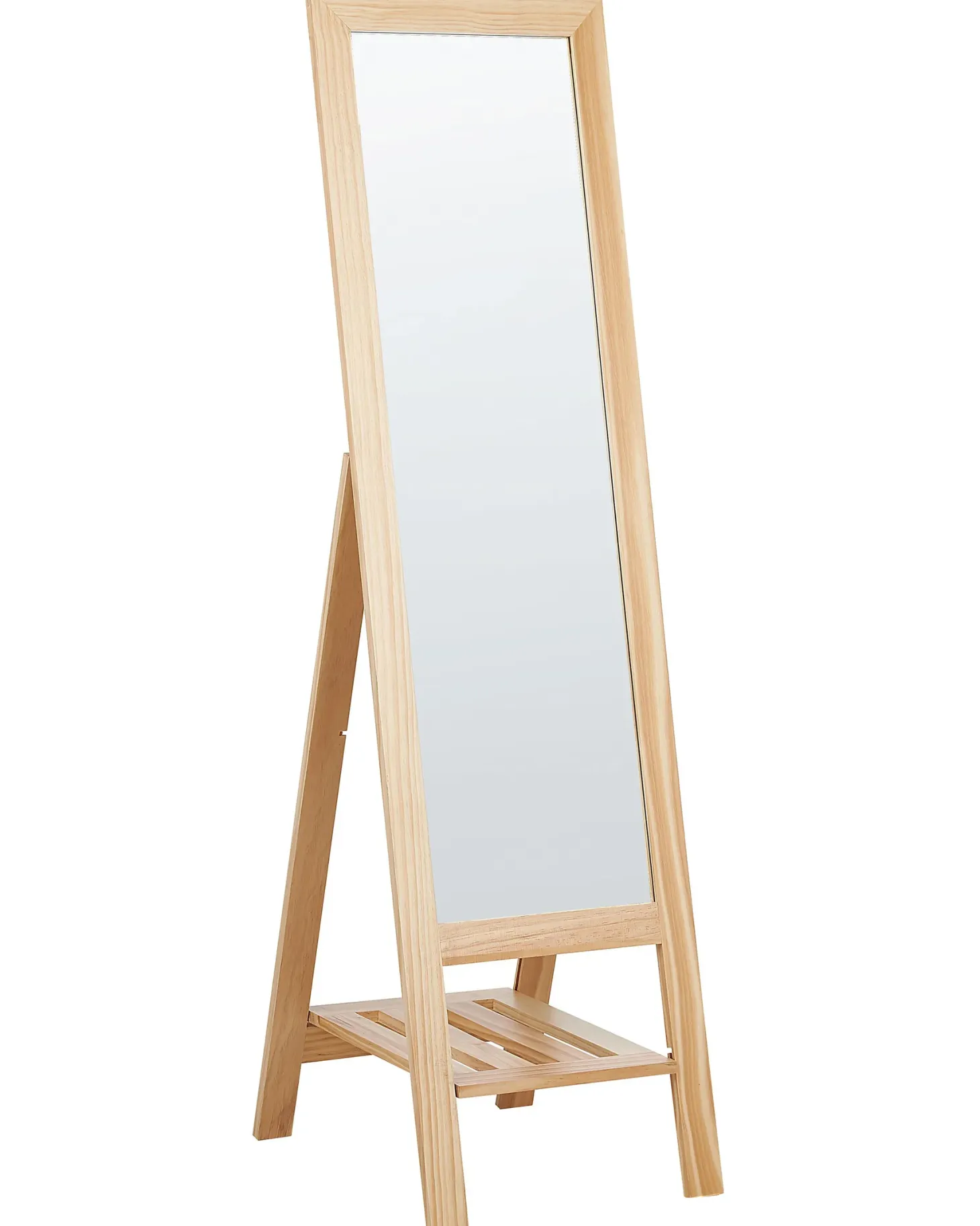 Lustro stojące z półką LUISANT 145 cm Drewno sosnowe Jasnobrązowy