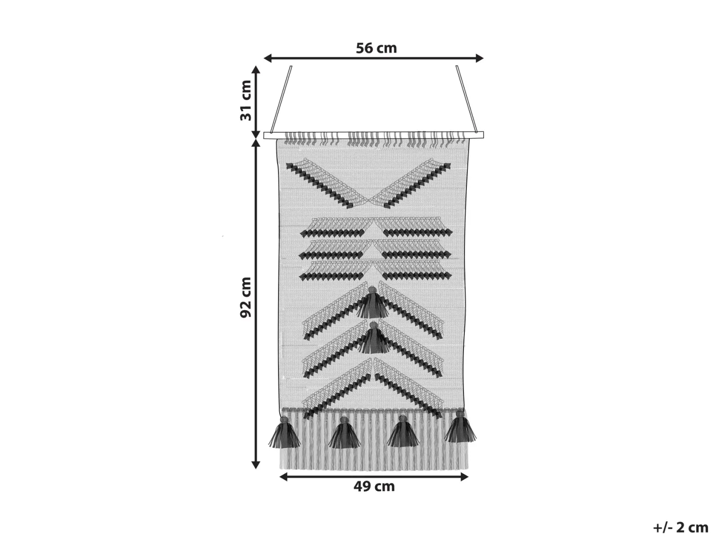 Makrama ścienna PAKPATTAN Bawełna 123 cm Czarny