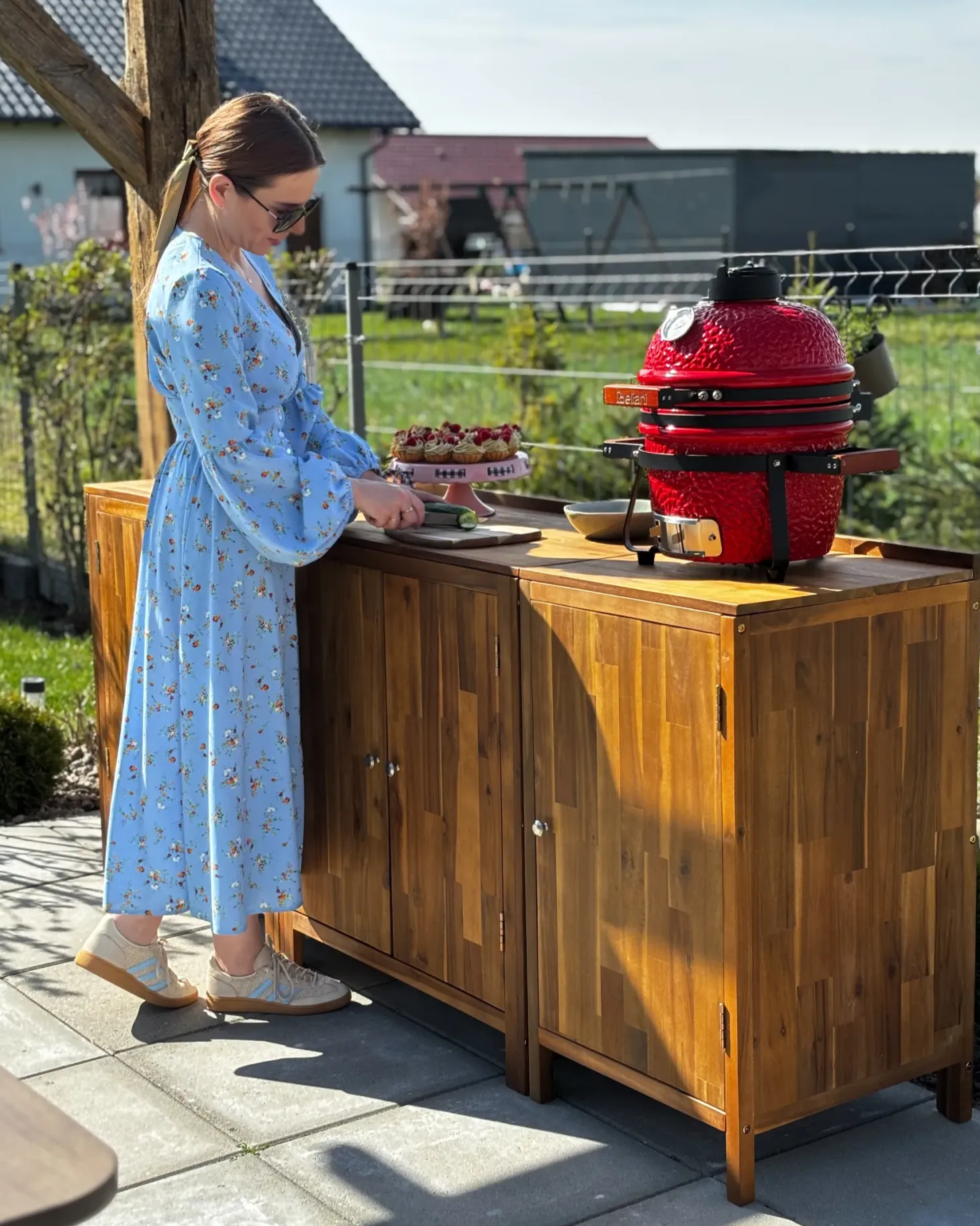Mini grill węglowy KAMADO Ceramika Czerwony