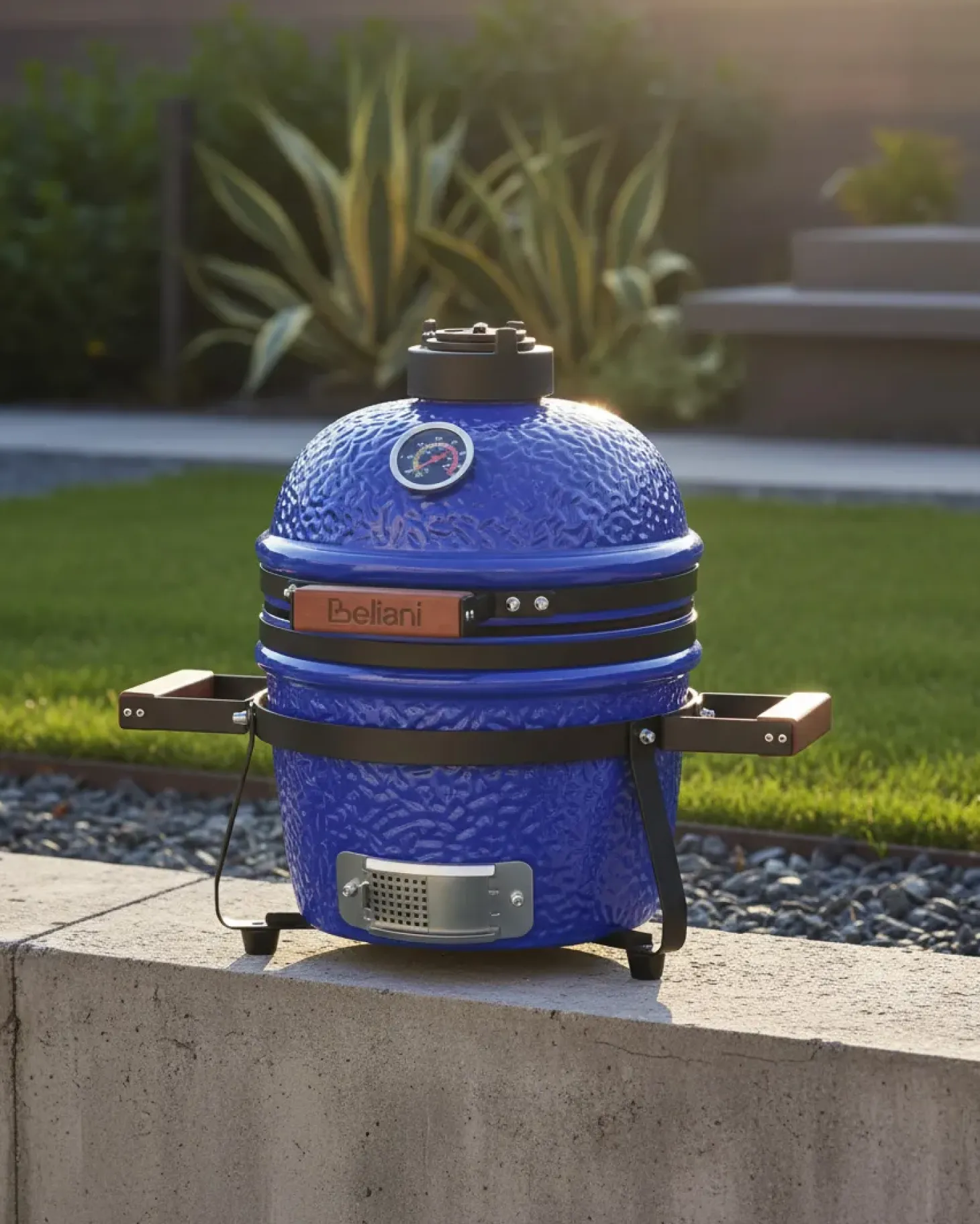 Mini grill węglowy KAMADO Ceramika Niebieski