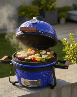 Mini grill węglowy KAMADO Ceramika Niebieski