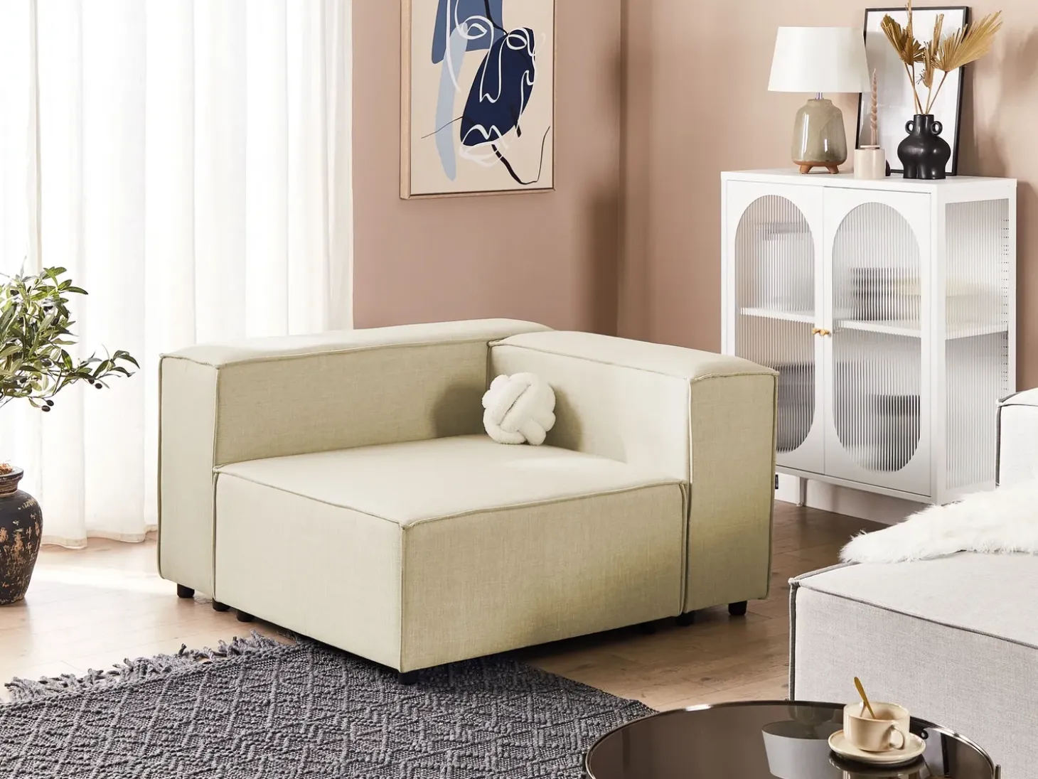 Discount APRICA Beżowy Len syntetyczny Sofy Modułowe|Kolekcje Sof