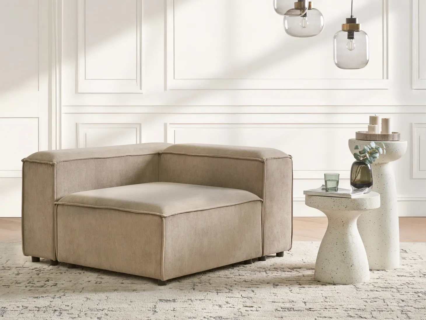 Outlet Moduł narożny ARDAL Prawostronny Jasnobrązowy Sztruks Sofy Modułowe|Kolekcje Sof
