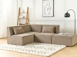 Discount Moduł narożny LEMVIG Beżowoszary Sztruks Sofy Modułowe|Kolekcje Sof