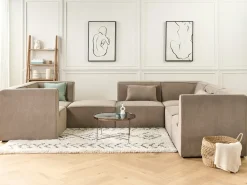 Discount Moduł narożny LEMVIG Beżowoszary Sztruks Sofy Modułowe|Kolekcje Sof