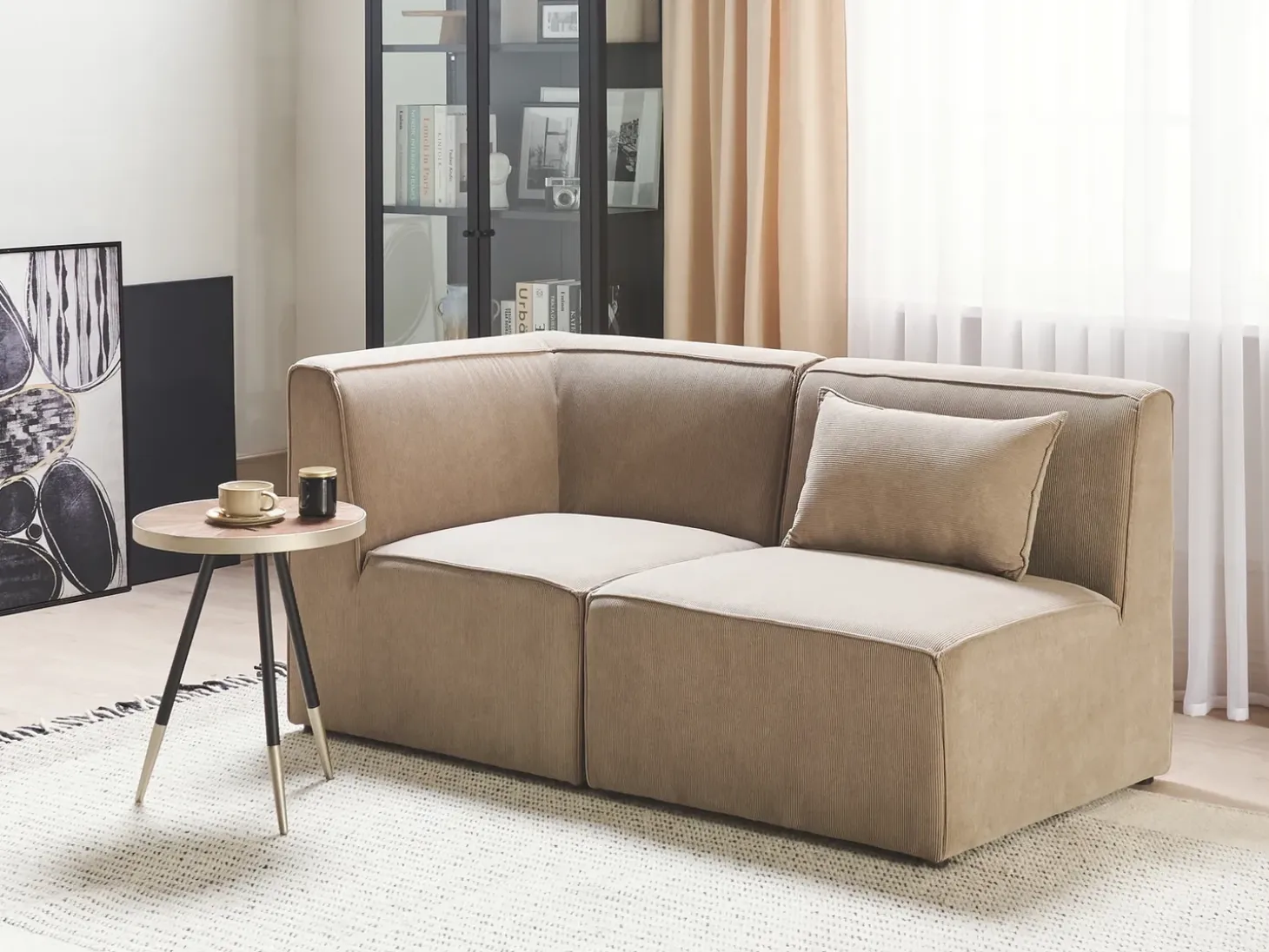 Discount Moduł narożny LEMVIG Beżowoszary Sztruks Sofy Modułowe|Kolekcje Sof