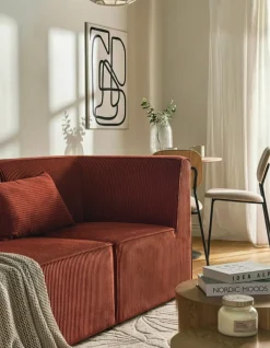 Outlet Moduł narożny LEMVIG Prawostronny Złoty brąz Sztruks Sofy Modułowe|Kolekcje Sof