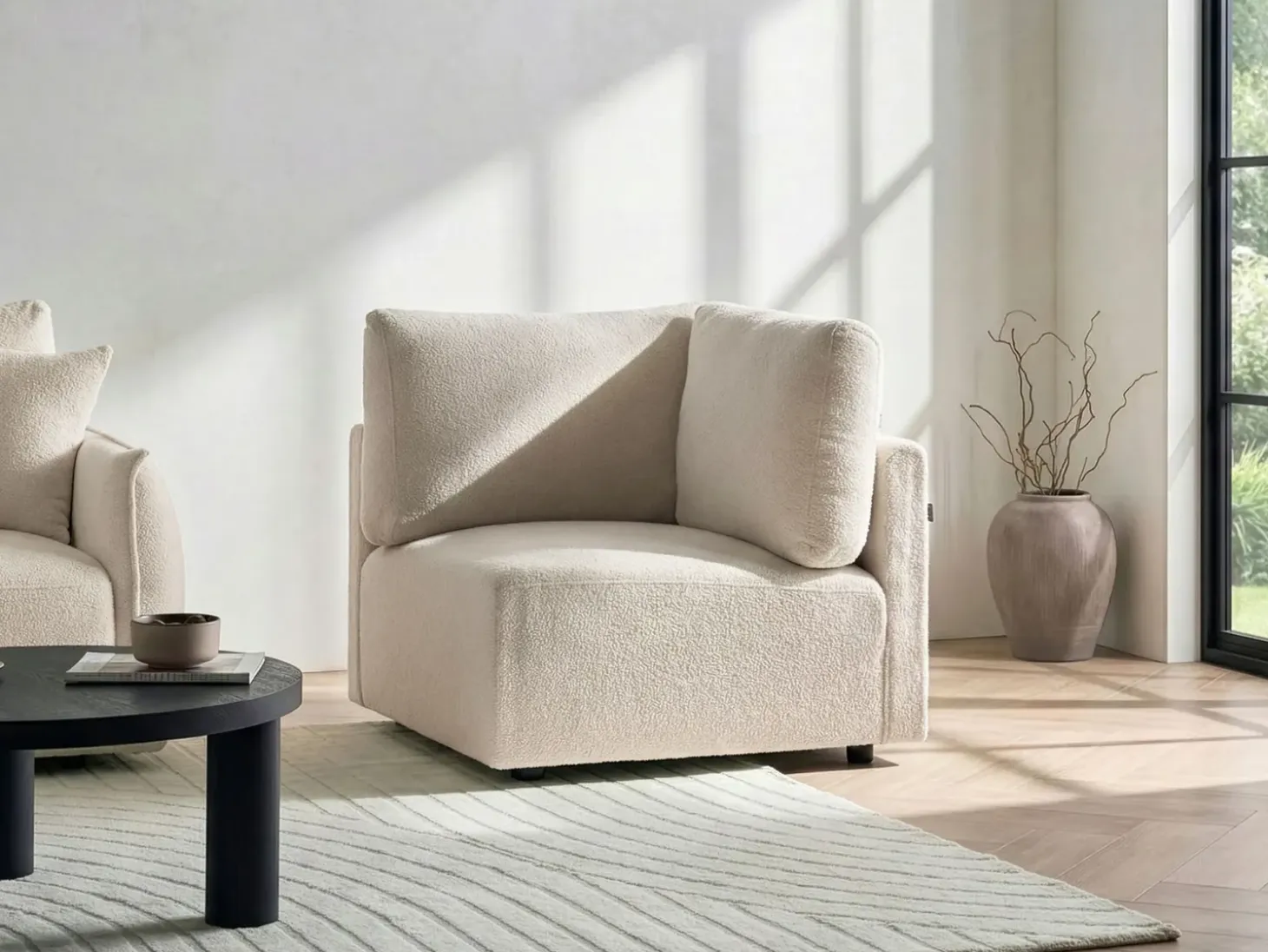 New MESNALI Złamana biel Boucle Sofy Modułowe|Kolekcje Sof