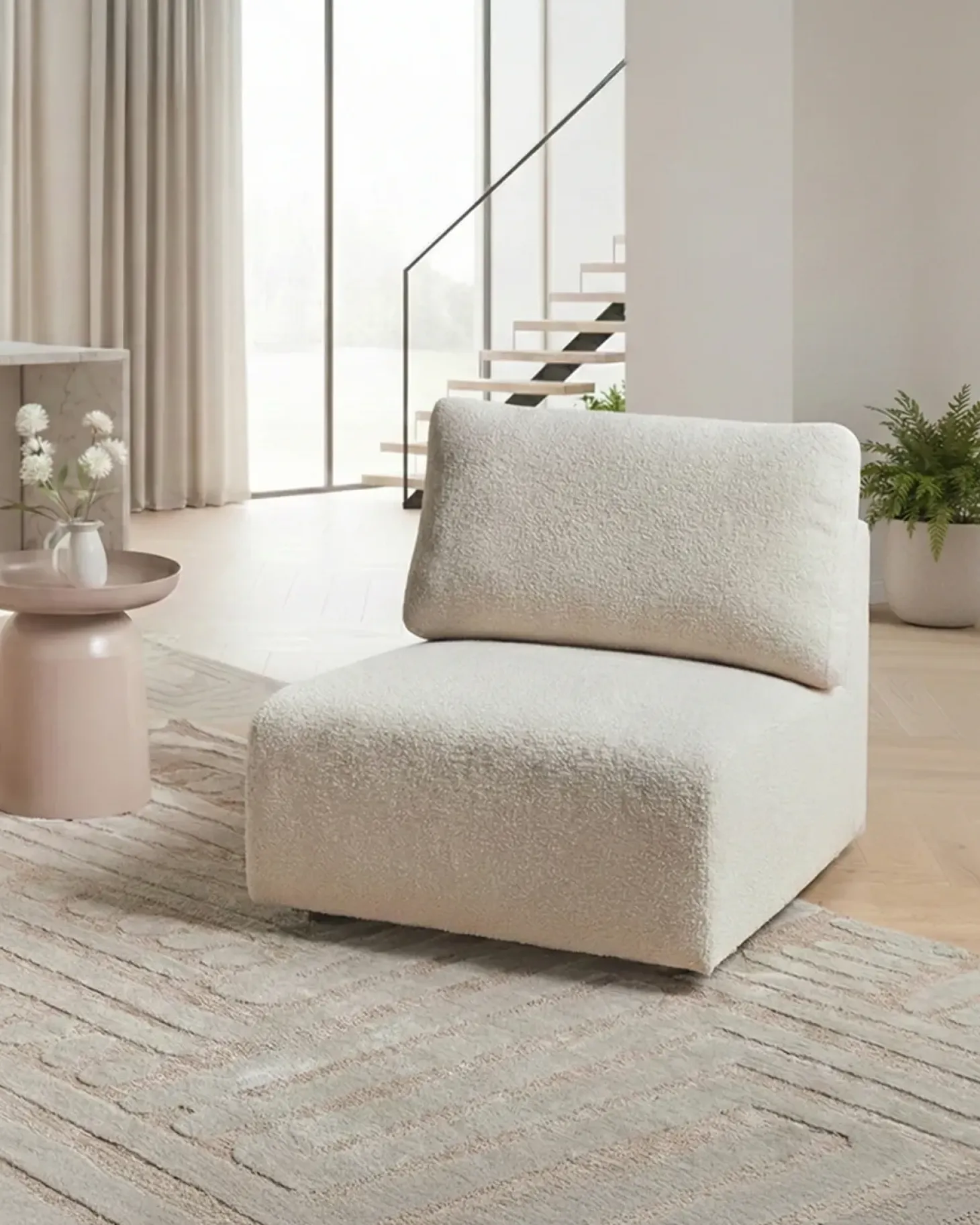 New KIVVIK Złamana biel Boucle Sofy Modułowe|Kolekcje Sof