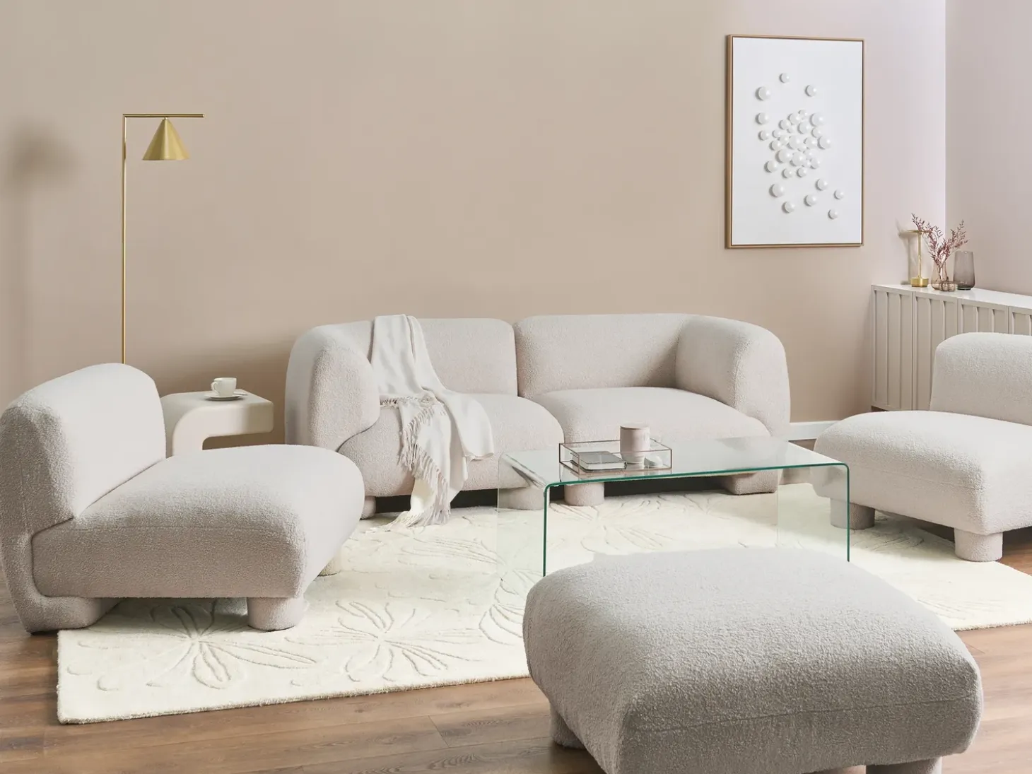 Outlet MJALBI Złamana biel Boucle Sofy Modułowe|Kolekcje Sof