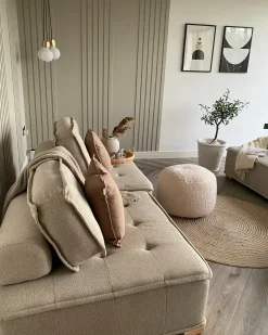 Outlet Modułowy komplet wypoczynkowy dla 4 osób TIBRO Jasnobeżowy Sofy Tapicerowane|Sofy Modułowe