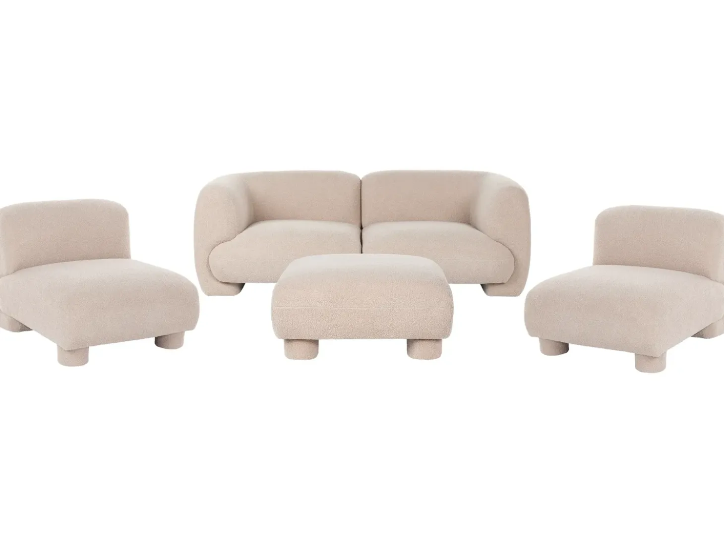 Outlet Modułowy komplet wypoczynkowy dla 4 osób MJALBI Boucle Sofy Tapicerowane|Sofy Modułowe