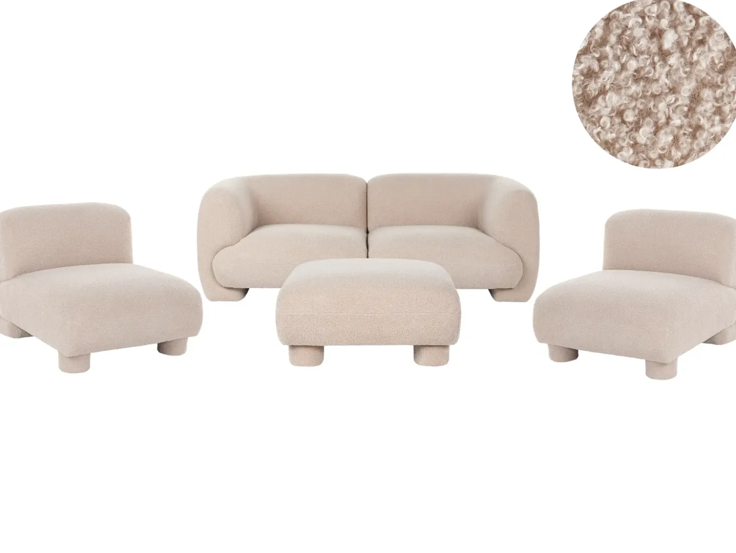 Outlet Modułowy komplet wypoczynkowy dla 4 osób MJALBI Boucle Sofy Tapicerowane|Sofy Modułowe