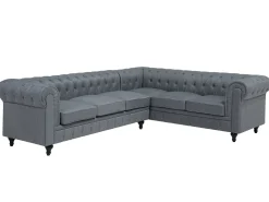 Narożnik dla 6 osób CHESTERFIELD Szary Lewostronny