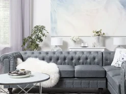 Narożnik dla 6 osób CHESTERFIELD Szary Lewostronny