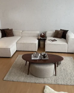 Narożnik modułowy dla 5 osób ARDAL Prawostronny Złamana biel Sztruks