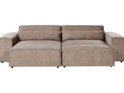 Narożnik modułowy dla 2 osób HELLNAR Prawostronny Jasnobrązowy z otomaną