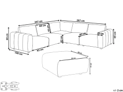 Narożnik modułowy dla 5 osób KIVVIK Prawostronny Beżowy Boucle z otomaną