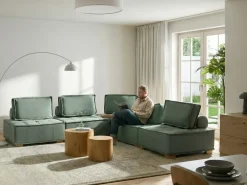 Narożnik modułowy dla 5 osób TIBRO Prawostronny Jasnozielony